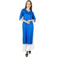 thumbnail image 2 of Bimba Femme Été Kurta Kurti en Rayonne Manches 3/4 Tunique Formelle Décontractée - Vêtement à Surpiqûres Personnalisées, 2 of 7