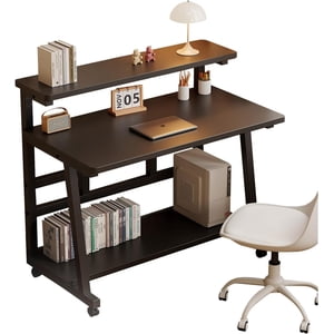39.4 Inch Home Office Desk for Small Space,Rolling Computer Desk with Wheels,Student Study Table for Bedroom.