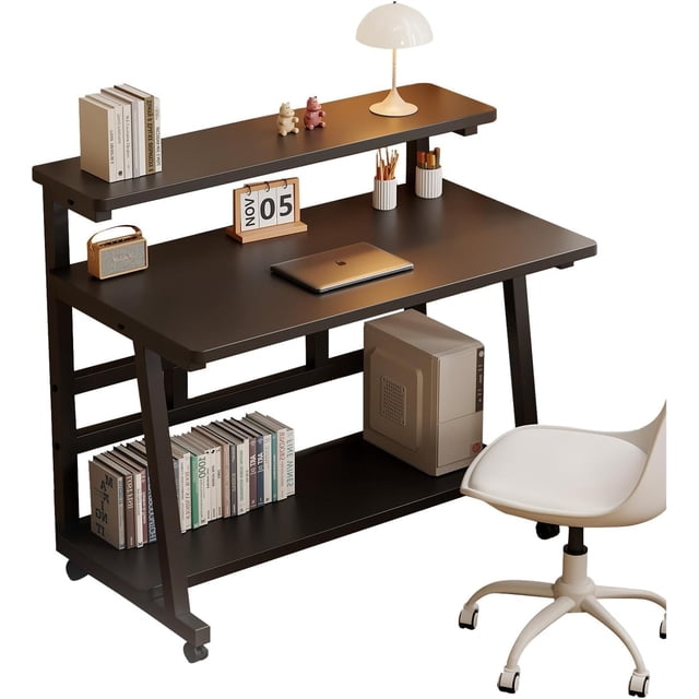 39.4 Bureau d'accueil de pouce pour les petits Space,Bureau d'ordinateur roulant avec roues, Table d'étude étudiant pour la chambre.