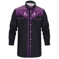 thumbnail image 3 of Chemise Décontractée pour Homme à Manches Longues, Coupe Ajustée, Style Western Cowboy, Brodée, Boutonnée, avec Poches avant, 3 of 5