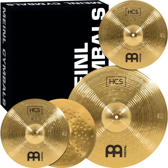 Meinl Cymbal Ensemble de Boîtes avec 14 Hihats 18 Crash/Ride Plus a FREE 14 Crash - HCS Finition Traditionnelle Laiton - Fabriqué en Allemagne Garantie de Deux Ans (HCS1418+14C))