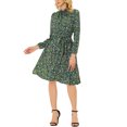 thumbnail image 1 of INSPIRE CHIC Robe Vintage à Fleurs pour Femme à Col Noué en Chiffon à Manches Longues avec Ceinture TP Vert, 1 of 7