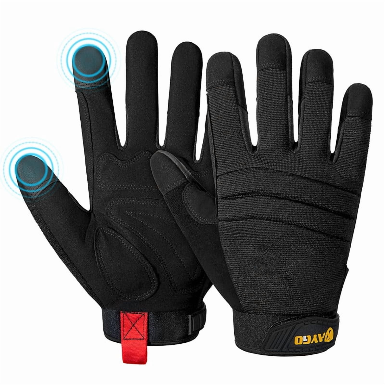 KAYGO Work Gloves For Men, KG125M Mechanic Utility Work Gloves for All Purpose, Excellent Grip, Heavy Duty, Improved Dexterity, Touch Screen, Black, M
