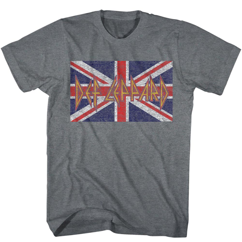 Def Leppard 80s Heavy Metal Band Rock and Roll British Flag Adult T-Shirt Tee