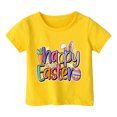 thumbnail image 3 of PMVFHDE T-Shirt Graphique à Manches Courtes Imprimé Lapin de Pâques pour Enfants, Col Rond, Décontracté, Printemps Été, Jaune, 8-9 Ans, 3 of 4