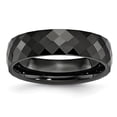 thumbnail image 1 of Ceramic Black 6mm Faceted Polished Band Ring 11 Size, 1 of 6
