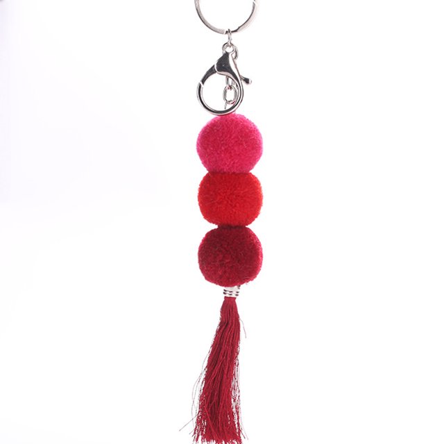 Pom Pom Keychain Handmade Bohemian Pompom Tassel Charm Handbag Charm for Women