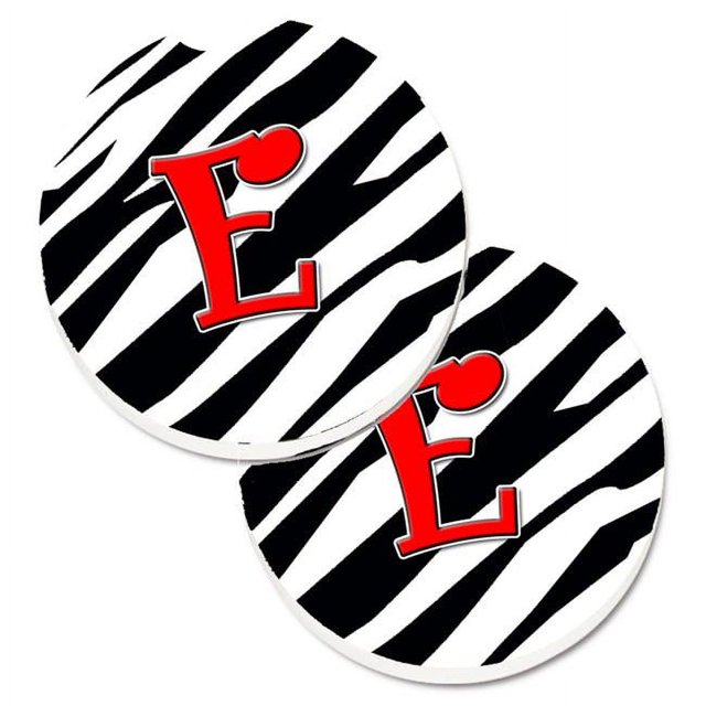 Carolines Treasures CJ1024-ECARC Monogramme Initial E Zèbre Rouge Ensemble de 2 Porte-Gobelets sous-Verre de Voiture