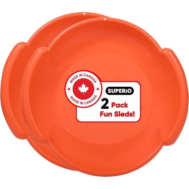 Superio Traîneau Rond en Forme de Soucoupe de Neige, 24 Pouces Orange (Lot de 2)