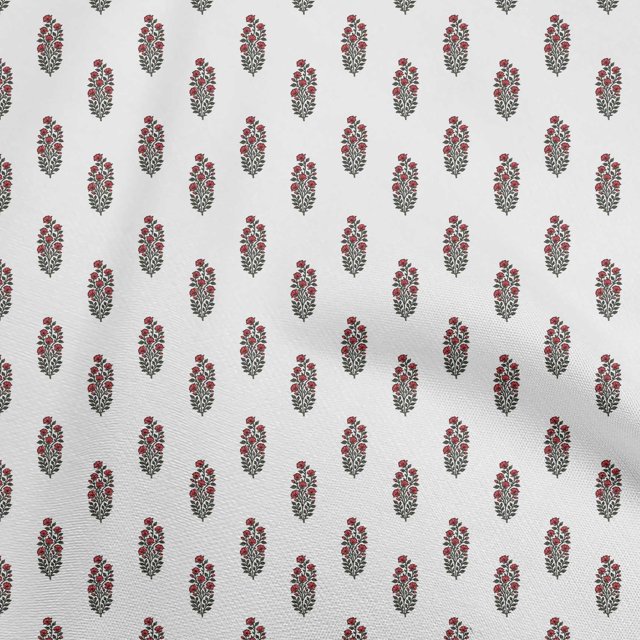 oneOone Cotton Flex Red Fabric Asian Floral Block Craft Projects Decor Fabric Printed By The Yard 40 Inch Wide