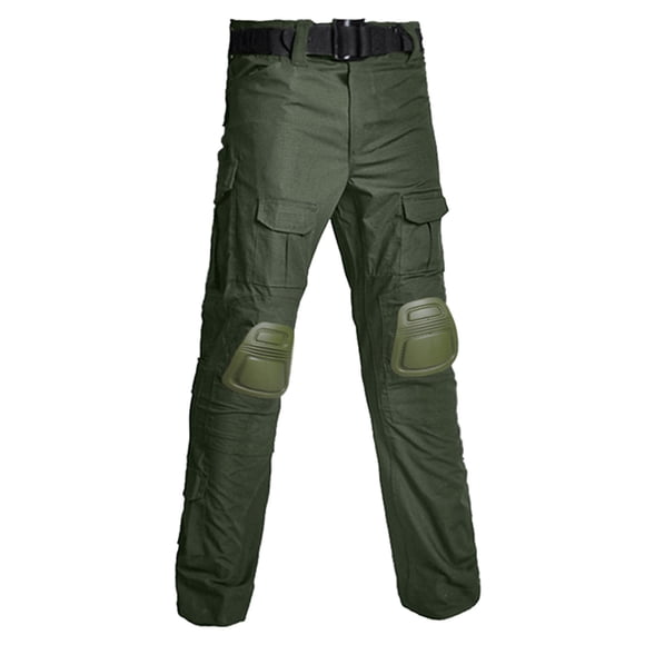 TIMIFIS Green Camouflage Cargo Pants for Men Casual Relaxed Hiking Trousers Work Button Zip Work Pants with Multi-Pocket