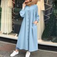 thumbnail image 1 of TopLLC Longues Robe à Manches à Col Rond la Mode Robe d'Hiver pour Femme Grande Taille Décontractée Col Rond Ample Aguichant Boutons Poche Robe Imprimée à Manches Longues Robe pour Femme, 1 of 4