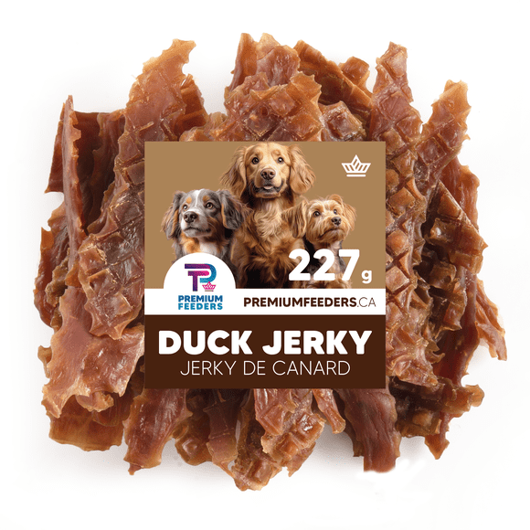 Premium Feeders Duck Jerky Dog Treats 227g – Natural Healthy Dog Snacks for Dogs – High Protein, All-Natural, Healthy Dog Chews – All Breeds, Training & Reward Treats