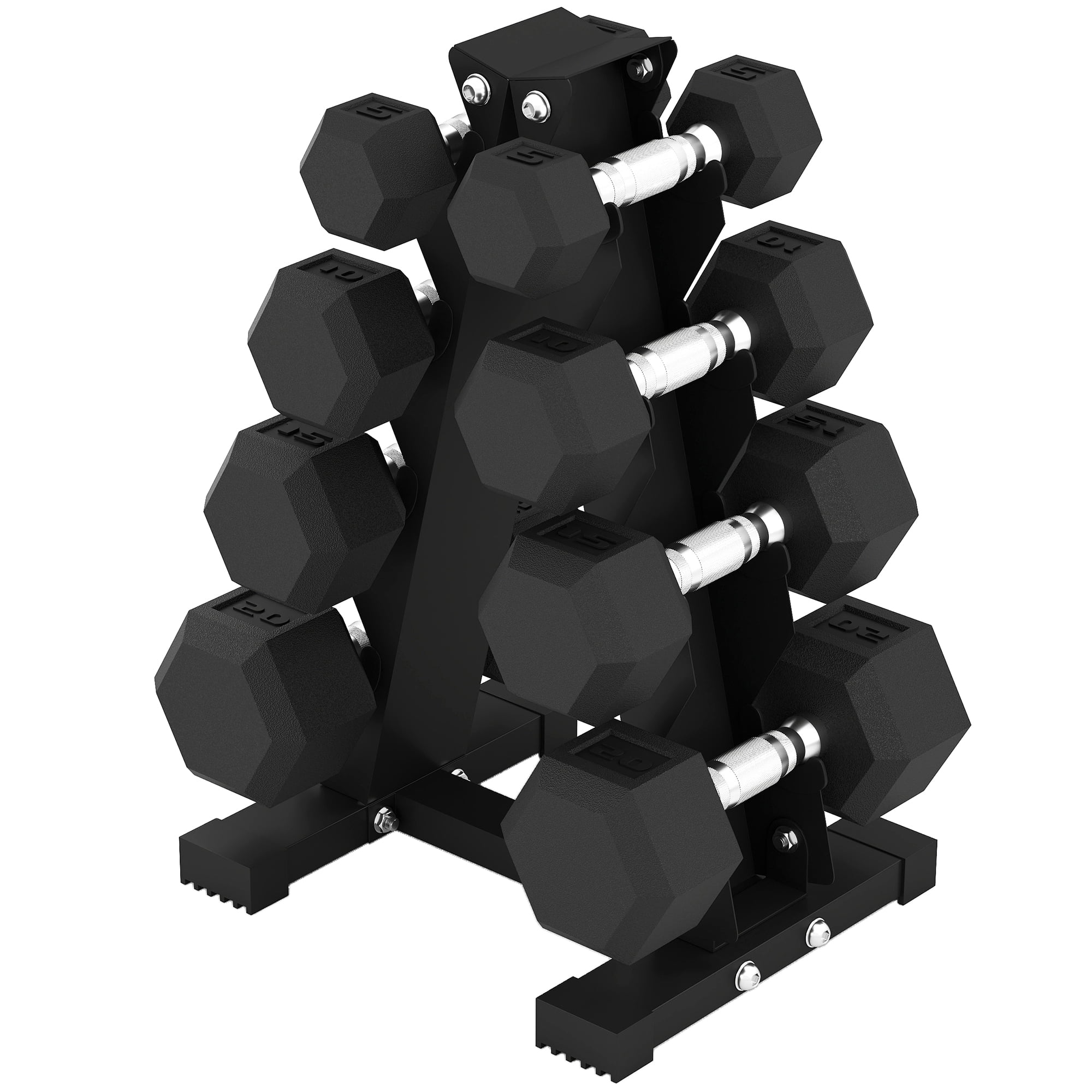CoSoTower 100 LBS Hex Dumbbell Set with Rack, Rubber Coated Weights with Non-Slip Handles for Home Gym Strength Training