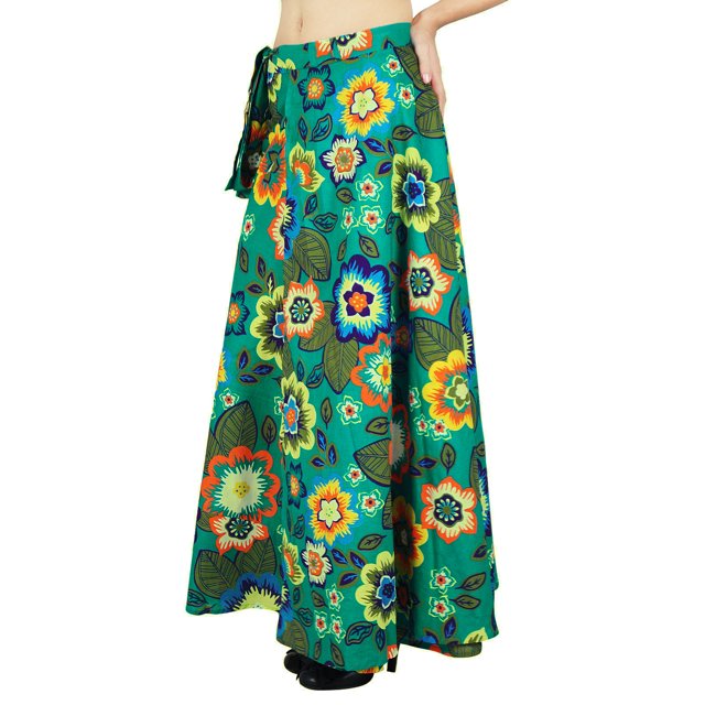 Jupe à une Couche Longue Jupe Portefeuille Coton Phagun Robe Enveloppements Floraux