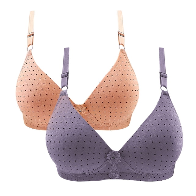 Timegard 2pc Wireless Bras for Women Breathable Comfort Adjustable Strap High Support Everyday Bralette