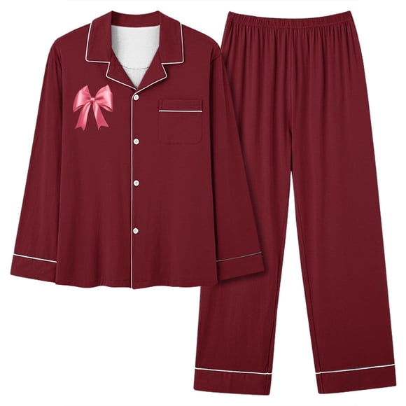 Amzcrzy Pajamas for Women Set Women's Home Pocket Printed Pajama Set for Daily Home Wear Set Pj Sets for Woman Women's Pajama Sets Womens Loungewear Set Winter Clothes for Women