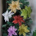 thumbnail image 5 of 10pcs Simulated Christmas Artificial Flowers Plastic Decorative Flowers for Christmas Tree (Gold), 5 of 5