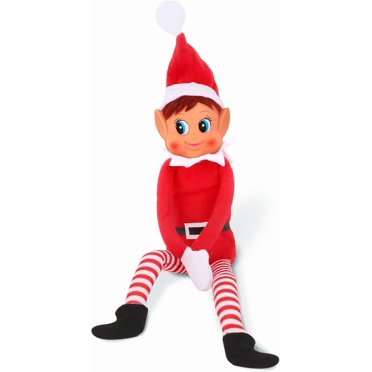 WJCA 15” Naughty Girl Christmas Elf Plush - Long Bendy Behaving Badly Doll, Novelty Festive Decor & Funny Holiday Gift