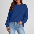 thumbnail image 2 of Chandail en Molleton Ultra Doux Texturé pour Femmes Col Rond Manches Longues Tuniques Blouses avec Poches Confort Décontracté Athlétique Chandail Blouses Tenues Automne Hiver, 2 of 7