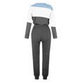 thumbnail image 5 of Kcodviy Combinaison de Neige pour Femmes à Manches Longues Colorée Grande Taille Femmes à Blocs Patchwork Col Ras du Cou T Lignes Verticales Combinaison Chemise Haut Blouse et Costume Perlé Pantalon Long Leggings Décontracté Costume pour Femmes Tenue à Jambes Larges Se, 5 of 5