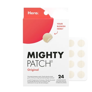 Hero Cosmetics Mighty Patch Original – Hydrocolloid Patches for Pimples, Overnight Acne Blemish & Zit Stickers for Sensitive Skin, 24ct