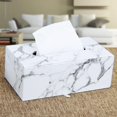 thumbnail image 1 of ORUYROP Leather Tissue Box Holder-Waterproof Rectangular Tissue Box Cover Vintage Napkin Paper Holder for Home,Office&Car Decor (White Marble), 1 of 3