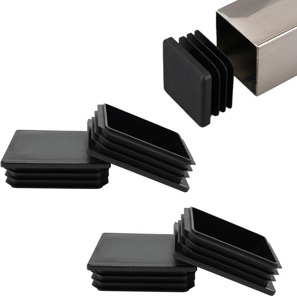 4 Pack 2-15/16"x 2-15/16" Square Tube End Cap Plastic Plugs, Square Tubing Plug Inserts for Metal Tubing, Fences, Glide Protection from Chair Legs and Furniture, Durable Plastic Hole Plugs, Black