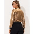 thumbnail image 4 of INSPIRE CHIC Blouson Bomber à Fermeture à Glissière Léger Métallique à Col Montant Holographique pour Femme Brun Doré TG, 4 of 5