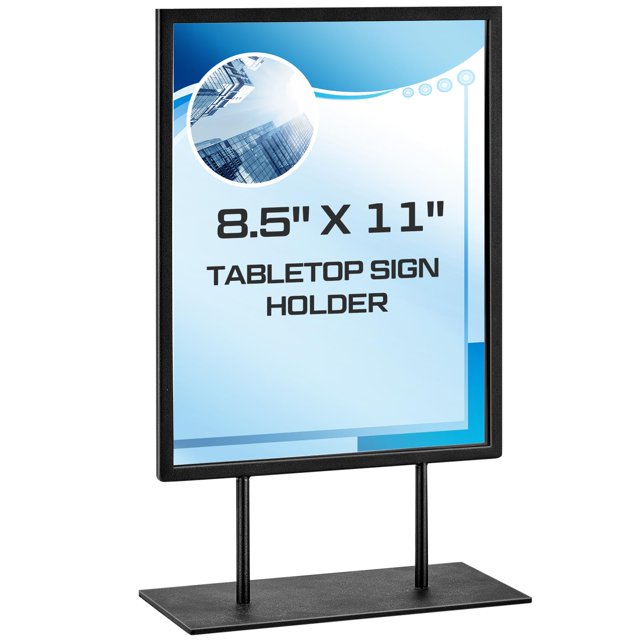 Zhengmy Tabletop Sign Holder with Flat Base Double Sided Countertop Sign Holder 11" x 8.5" Vertical Desktop Display Stand Metal Poster Display Stand for Office Store