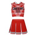 thumbnail image 4 of Aislor Ensemble Court de Pom-Pom Girl pour Femmes avec Mini Jupe Plissée Ensemble d'Uniforme de Cheerleading Rouge TG, 4 of 7