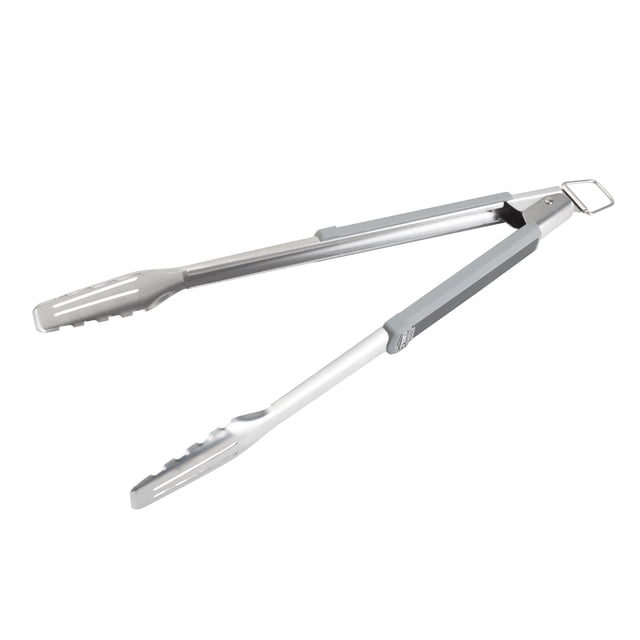 Expert Grill Pinces de Gril en Acier Inoxydable Noires et Grises avec construction en Acier Inoxydable Résistante à la Rouille, Dents Dentelées pour Saisir les Aliments, Poignées en Plastique Ergonomiques à Longue Portée, Mécanisme de Verrouillage Mains Libres et Crochet Intégré pour Suspendre, Convient aux Grillades en Plein Air et à l'Utilisation en Cuisine.