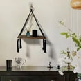 thumbnail image 2 of Fiudx Hand Woven Wall Shelf with Tassels | Hanger & Display | Wood & Cotton Rope | 60X35X18Cm | Includes 1 Shelf, 2 of 6