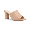 thumbnail image 1 of BLISSFUL STEP Sandales Mules à Talon Bloc à Enfiler pour Femmes Nude 5,5, 1 of 8