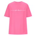 thumbnail image 4 of JIRNDf Hauts pour Femmes T-Shirts d'Été Tendance Imprimé Lettres Surdimensionné Col Rond Manches Courtes Décontracté Sport Ample Décontracté Simple T-Shirts Graphiques Mignons pour Adolescentes Rose Vif TG, 4 of 4
