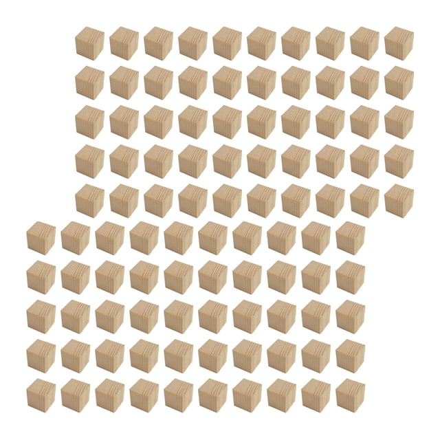 100Pcs Wooden Blocks Square Blocks Building Blocks Set Wood Stacker Game Unfinished Wooden Cubes Stacking Blocks for Puzzles 3.0cm. The image displays 100 smooth, unpainted wooden cubes arranged in a grid. Each block measures 3cm on all sides, perfect for stacking games, educational activities, mathematical counting, or DIY crafts. Suitable for early education and creative projects.