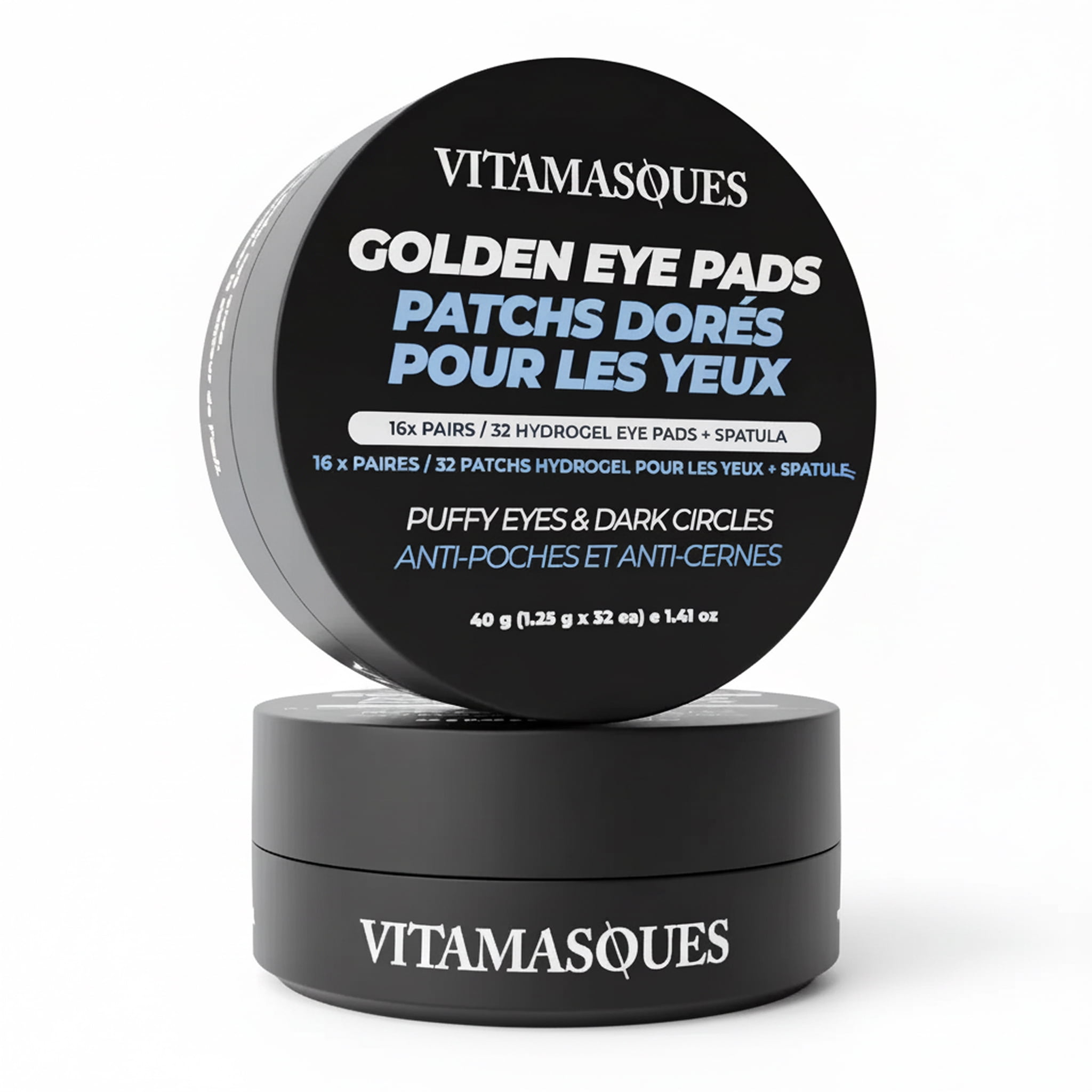 Vitamasques Patchs contour des yeux hydrogel dorés anti-cernes et décongestionnants - Pot de 16 paires