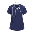 thumbnail image 4 of RXMEKW Haut de Sarrau à Col en V pour Femmes Uniforme Médical à Manches Courtes Motif Imprimé, 4 of 5
