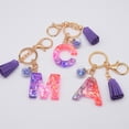thumbnail image 3 of Resin Glittering Letter Keychain, Color Stitching Stitching Flowing Soverell, Purple Drop Glue English Character Key Chain Christmas Party Table Decorations Centerpieces Clear Acrylic Beads Bulk Stain, 3 of 3