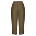 thumbnail image 5 of Timegard Plus Size Pants for Women Elastic Waist Solid Color Comfy Fall Casual Crop Pants with Pockets, 5 of 5