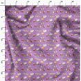 thumbnail image 3 of Soimoi Purple Satin Silk Fabric Rabbit Animal Print Fabric by the Yard 42 Inch Wide, 3 of 6