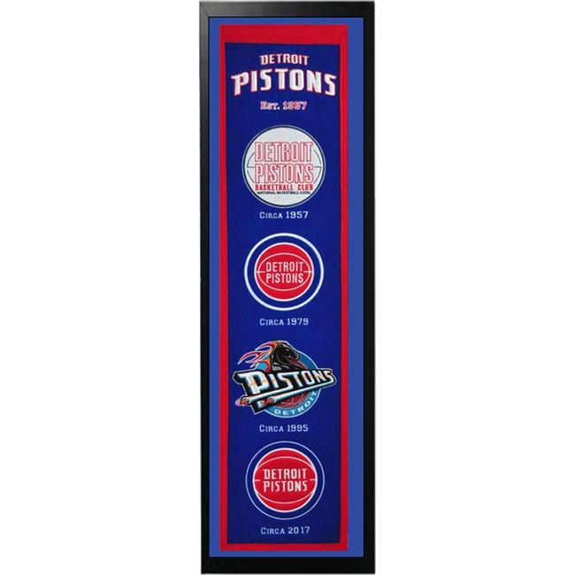 Encore Select 110-26 Detroit Pistons Logo History Felt Banner - 14 x 37 in.