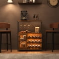 thumbnail image 3 of Wine Bar Cabinet with LED Lights, Industrial Home Coffee Bar Cabinet with Adjustable Wine Rack & Glass Holder, Modern Liquor Cabinet with Storage Shelves, for Home, Kitchen, Dinning Room, 3 of 7