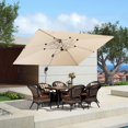 thumbnail image 2 of PURPLE LEAF 9 x 11FT Deluxe Rectangular Patio Umbrella, Large Offset Cantilever Umbrella with 360° Rotation, Beige, 2 of 13