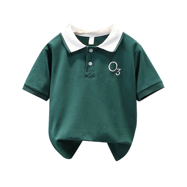 Polos pour Garçons Polo Uni pour Garçons Chemise de Rugby à Boutons Chemise à Manches Courtes 7-8 Ans Mode Garçons
