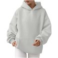 thumbnail image 1 of MeetoTime Women's Oversized Sweatshirt Fall Lightweight Long Sleeve Hoodie Fleece Pocket Pullover Tops, 1 of 6