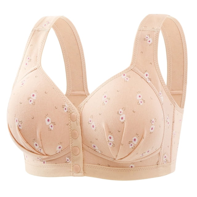 Timegard Bras for Women No Underwire Front Closure Button Comfort Bras Ruched Cute Everyday Bralette