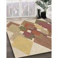 thumbnail image 3 of Ahgly Tapis d'Intérieur Lavable en Machine Carré Transitionnel Marron Clair, 6 Pieds Carré, 3 of 7