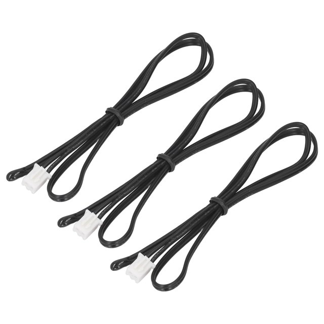 Sonde de Capteur de Température 10K par Fyydes, Conçue avec une Thermistance Sensible pour un Contrôle Précis de la Température. Fabriquée en Matériau PVC, Elle Est Étanche, Résistante à la Rouille et Idéale pour les Climatiseurs et les Réfrigérateurs. l'Image Affiche Trois Sondes Noires avec Connecteurs Blancs, Bien Enroulée pour Plus de Commodité.