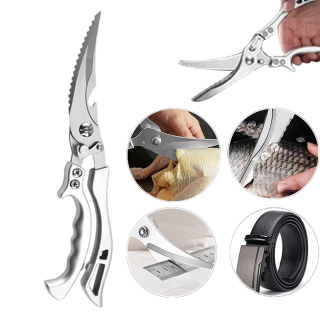 SuChun Tomato Slicer And Lemon Slicer Heavy Duty Stainless Bone Cut Scissors Multipurpose Kitchen Scissors Poultry Shears For Bone Chicken Meat Vegetables Barbecue Silver